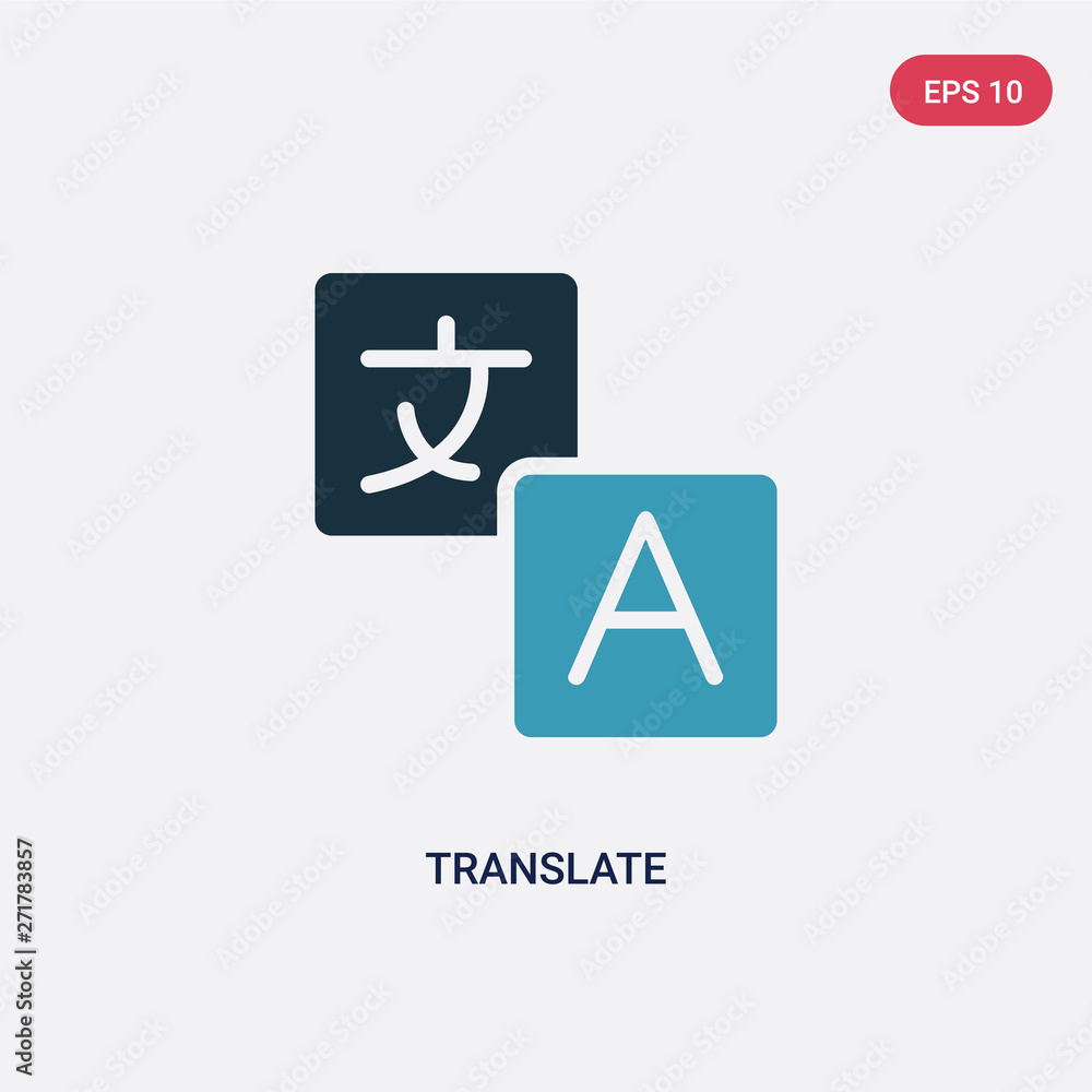 Poster two color translate vector icon from multimedia concept. isolated blue translate vector sign symbol 