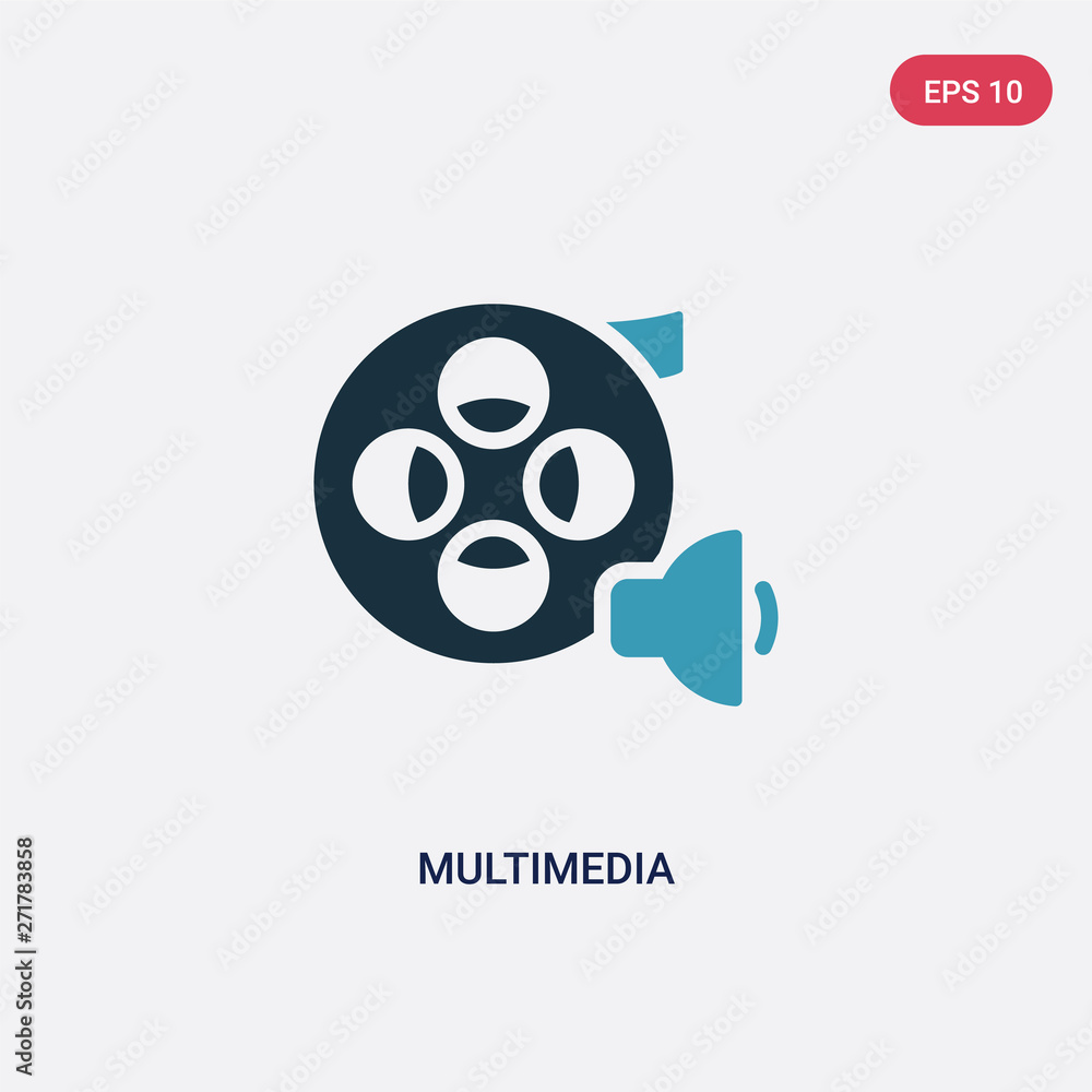 Poster two color multimedia vector icon from concept. isolated blue multimedia vector sign symbol can be us