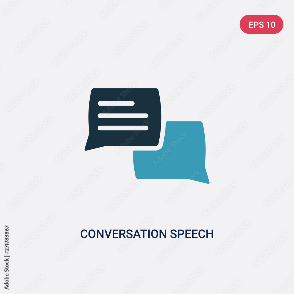 Poster two color conversation speech bubbles vector icon from multimedia concept. isolated blue conversatio