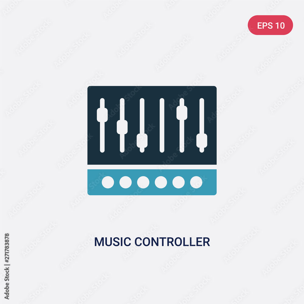 Poster two color music controller vector icon from multimedia concept. isolated blue music controller vecto