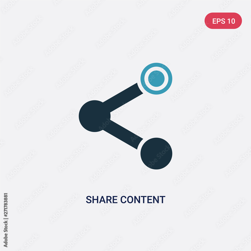 Poster two color share content vector icon from multimedia concept. isolated blue share content vector sign
