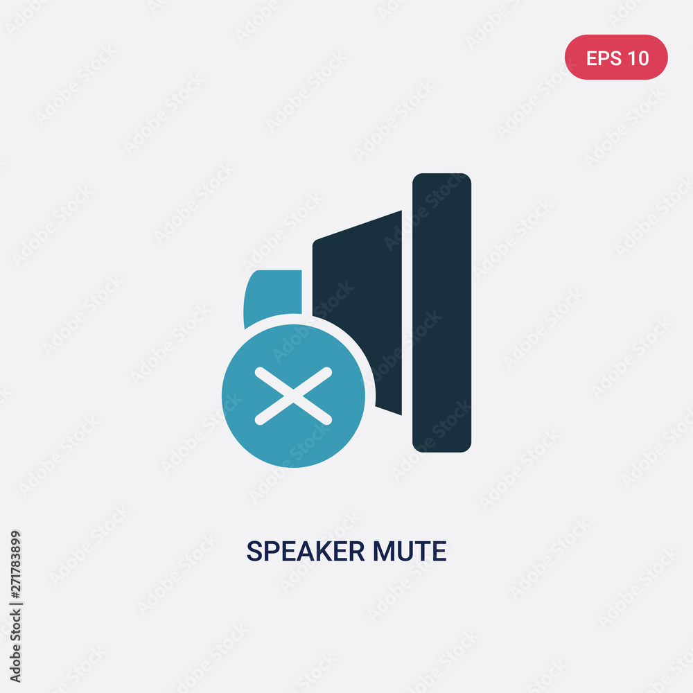 Poster two color speaker mute vector icon from multimedia concept. isolated blue speaker mute vector sign s