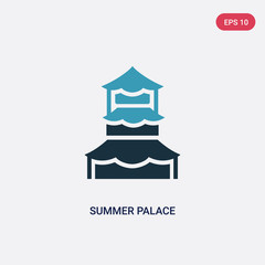 two color summer palace vector icon from monuments concept. isolated blue summer palace vector sign symbol can be use for web, mobile and logo. eps 10