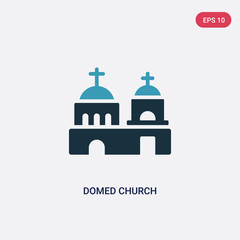 two color domed church vector icon from monuments concept. isolated blue domed church vector sign symbol can be use for web, mobile and logo. eps 10