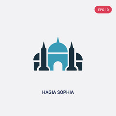 two color hagia sophia vector icon from monuments concept. isolated blue hagia sophia vector sign symbol can be use for web, mobile and logo. eps 10