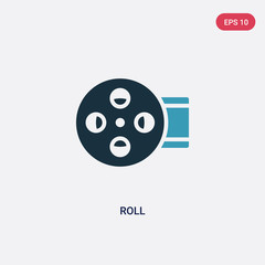 two color roll vector icon from multimedia concept. isolated blue roll vector sign symbol can be use for web, mobile and logo. eps 10