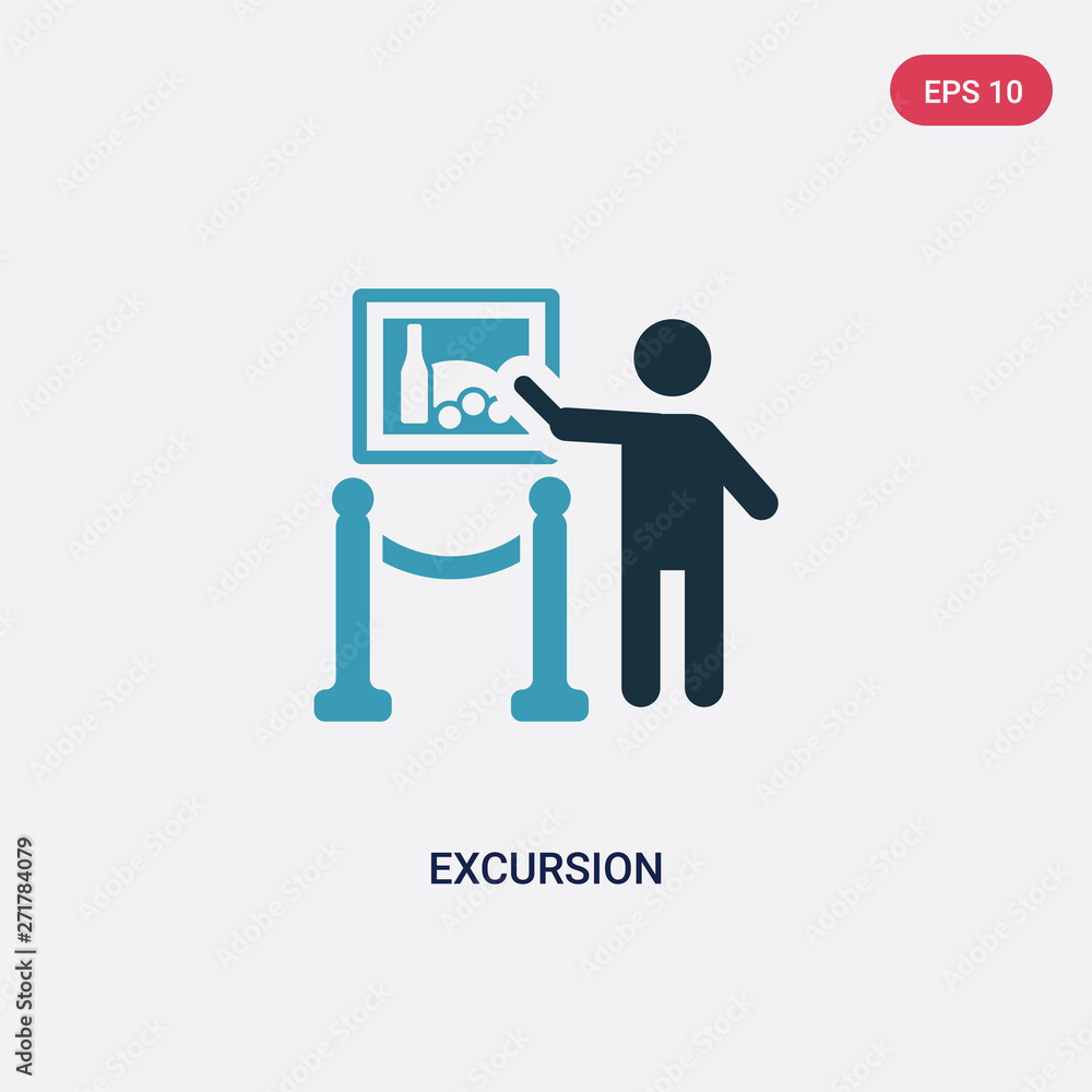 Poster two color excursion vector icon from museum concept. isolated blue excursion vector sign symbol can 