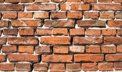 Naklejka premium Red brick wall texture for background, Old red brick wall damaged background