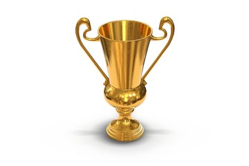 Fototapeta na wymiar 3D render of golden trophy cup isolated on white