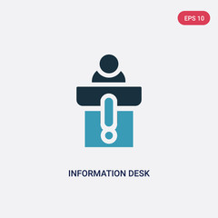 two color information desk vector icon from museum concept. isolated blue information desk vector sign symbol can be use for web, mobile and logo. eps 10