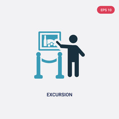 two color excursion vector icon from museum concept. isolated blue excursion vector sign symbol can be use for web, mobile and logo. eps 10
