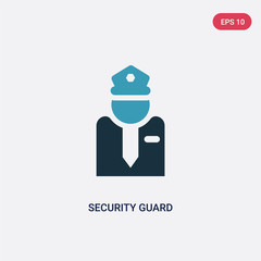 two color security guard vector icon from museum concept. isolated blue security guard vector sign symbol can be use for web, mobile and logo. eps 10