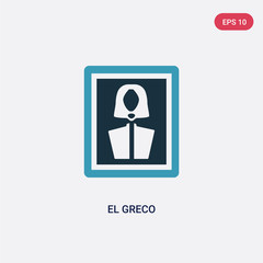 two color el greco vector icon from museum concept. isolated blue el greco vector sign symbol can be use for web, mobile and logo. eps 10