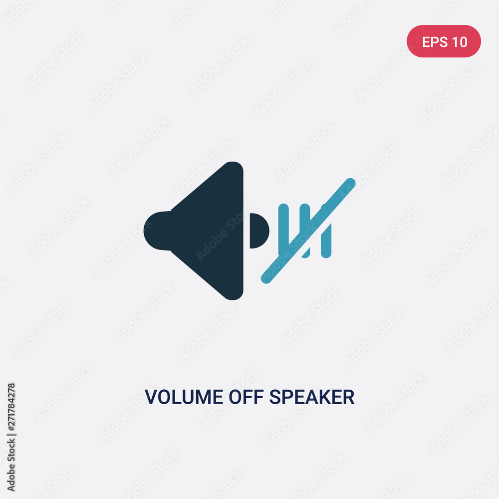 Poster two color volume off speaker vector icon from music and multimedia concept. isolated blue volume off