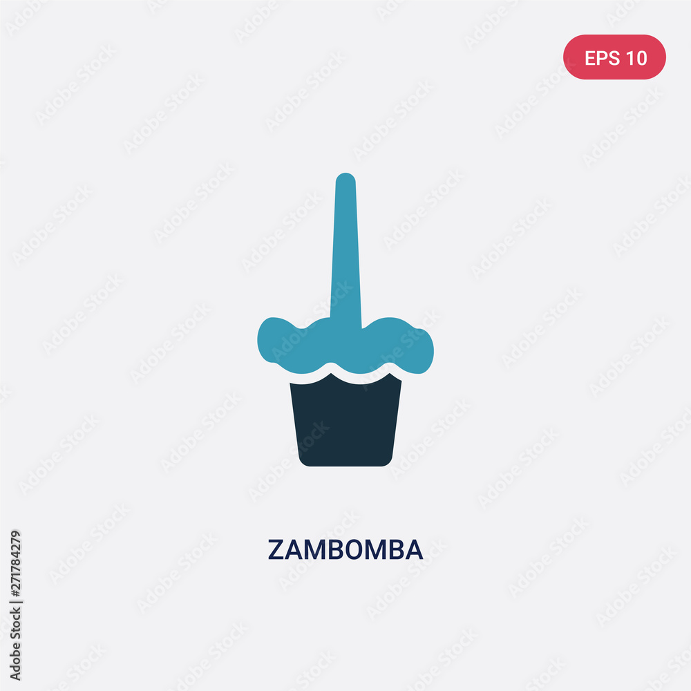 Poster two color zambomba vector icon from music and multimedia concept. isolated blue zambomba vector sign