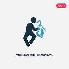 two color musician with saxophone vector icon from music concept. isolated blue musician with saxophone vector sign symbol can be use for web, mobile and logo. eps 10