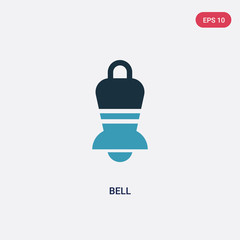 two color bell vector icon from music concept. isolated blue bell vector sign symbol can be use for web, mobile and logo. eps 10