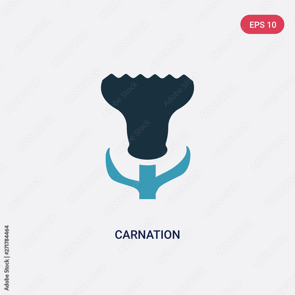 Poster two color carnation vector icon from nature concept. isolated blue carnation vector sign symbol can 