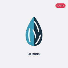 two color almond vector icon from nature concept. isolated blue almond vector sign symbol can be use for web, mobile and logo. eps 10