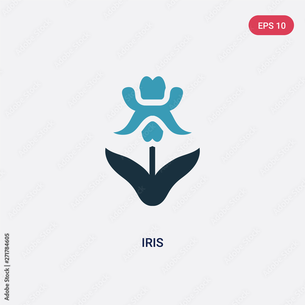 Poster two color iris vector icon from nature concept. isolated blue iris vector sign symbol can be use for