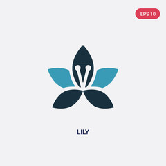 two color lily vector icon from nature concept. isolated blue lily vector sign symbol can be use for web, mobile and logo. eps 10 © zaurrahimov