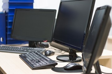 laptop and mouse on table