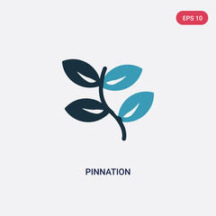 two color pinnation vector icon from nature concept. isolated blue pinnation vector sign symbol can be use for web, mobile and logo. eps 10
