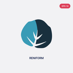 two color reniform vector icon from nature concept. isolated blue reniform vector sign symbol can be use for web, mobile and logo. eps 10