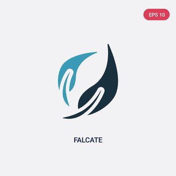 two color falcate vector icon from nature concept. isolated blue falcate vector sign symbol can be use for web, mobile and logo. eps 10