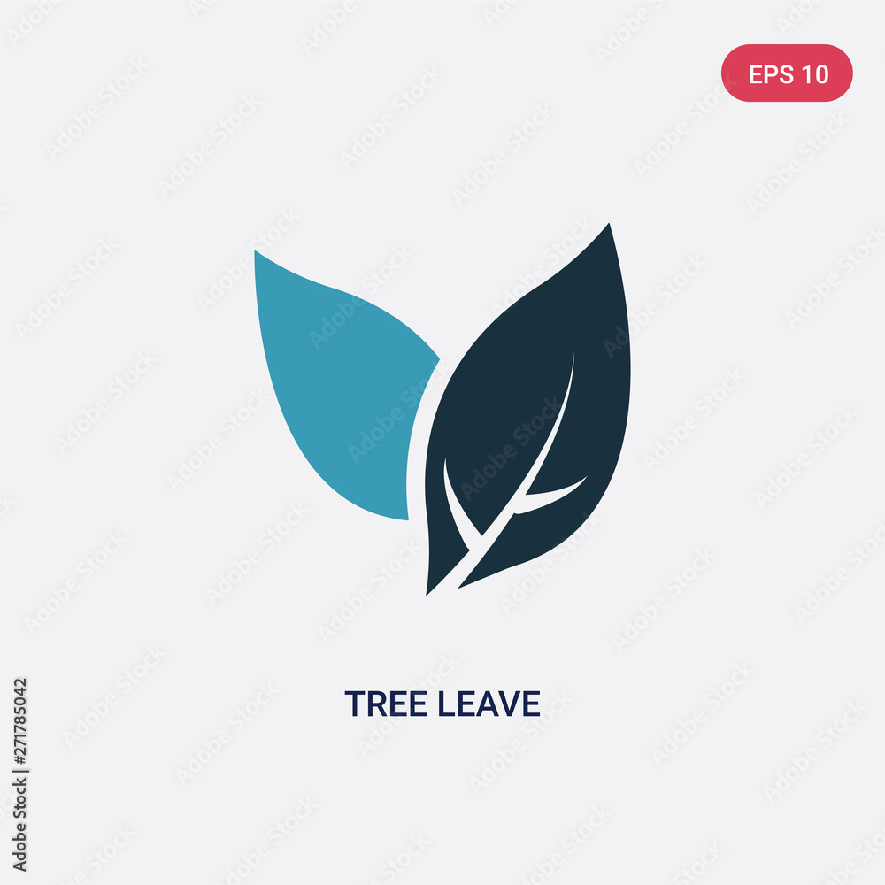 Poster two color tree leave vector icon from nature concept. isolated blue tree leave vector sign symbol ca