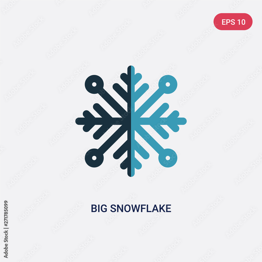 Aufkleber two color big snowflake vector icon from nature concept. isolated blue big snowflake vector sign sym