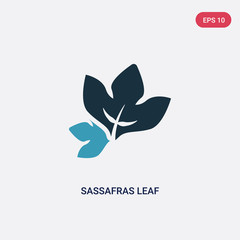 two color sassafras leaf vector icon from nature concept. isolated blue sassafras leaf vector sign symbol can be use for web, mobile and logo. eps 10