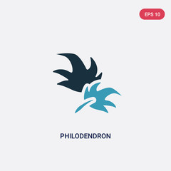 Fototapeta premium two color philodendron vector icon from nature concept. isolated blue philodendron vector sign symbol can be use for web, mobile and logo. eps 10