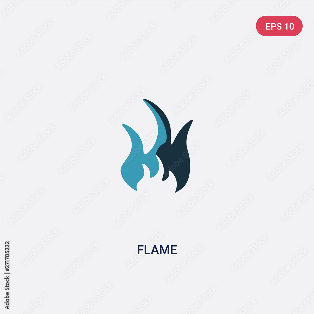 Poster two color flame vector icon from nature concept. isolated blue flame vector sign symbol can be use f