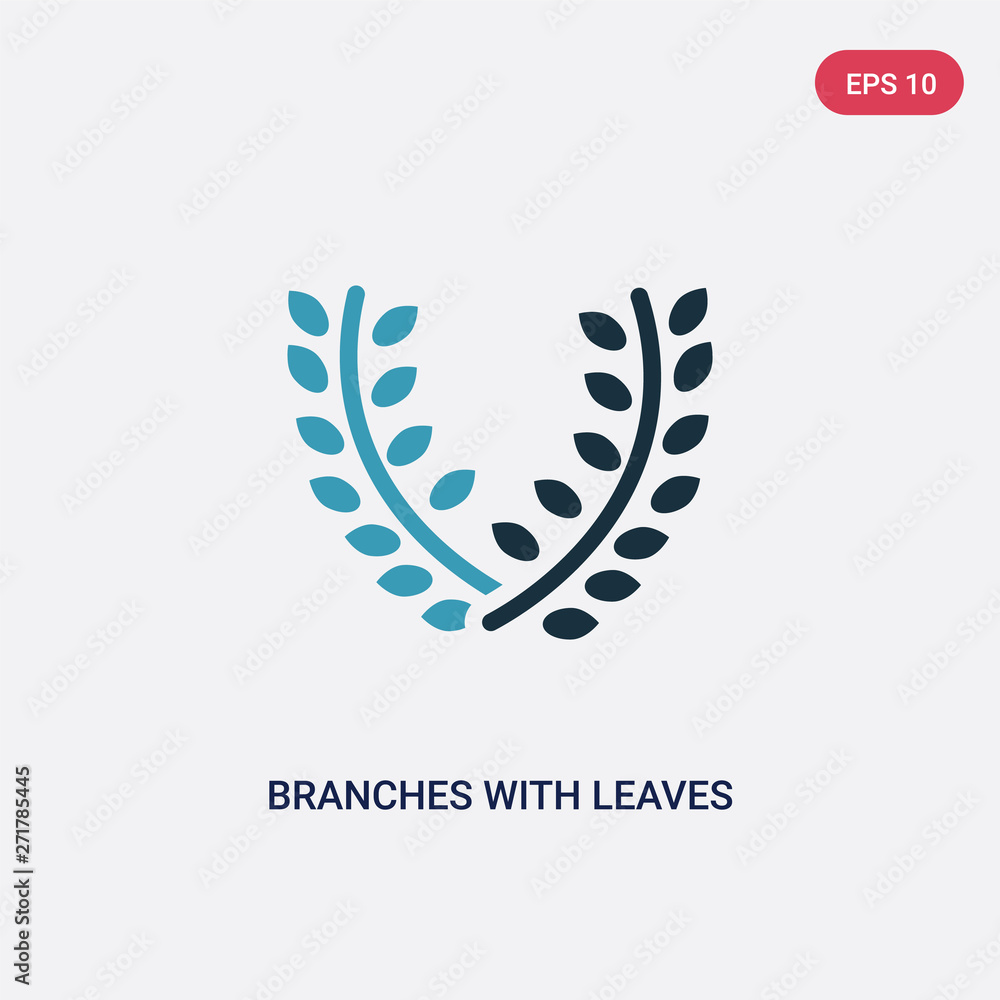 Poster two color branches with leaves vector icon from nature concept. isolated blue branches with leaves v