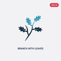 two color branch with leaves vector icon from nature concept. isolated blue branch with leaves vector sign symbol can be use for web, mobile and logo. eps 10