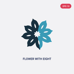 two color flower with eight petals vector icon from nature concept. isolated blue flower with eight petals vector sign symbol can be use for web, mobile and logo. eps 10