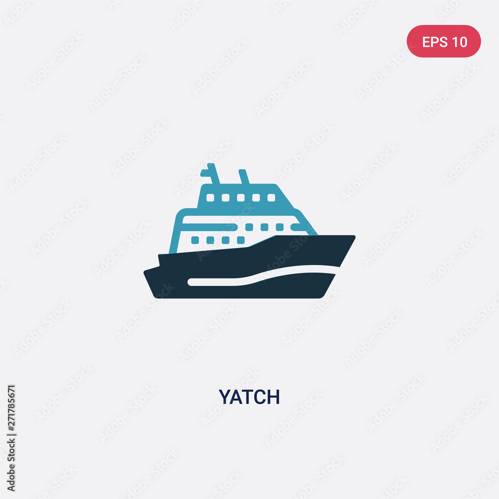 Poster two color yatch vector icon from nautical concept. isolated blue yatch vector sign symbol can be use