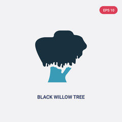 Fototapeta na wymiar two color black willow tree vector icon from nature concept. isolated blue black willow tree vector sign symbol can be use for web, mobile and logo. eps 10