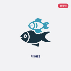 two color fishes vector icon from nautical concept. isolated blue fishes vector sign symbol can be use for web, mobile and logo. eps 10