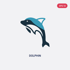 two color dolphin vector icon from nautical concept. isolated blue dolphin vector sign symbol can be use for web, mobile and logo. eps 10