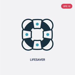 two color lifesaver vector icon from nautical concept. isolated blue lifesaver vector sign symbol can be use for web, mobile and logo. eps 10