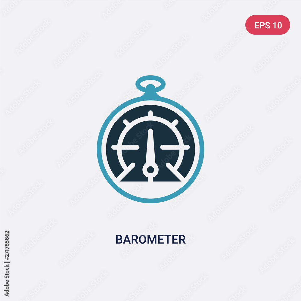 Poster two color barometer vector icon from nautical concept. isolated blue barometer vector sign symbol ca