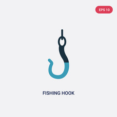 Fototapeta premium two color fishing hook vector icon from nautical concept. isolated blue fishing hook vector sign symbol can be use for web, mobile and logo. eps 10