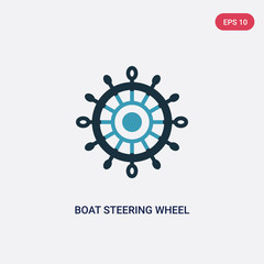 two color boat steering wheel vector icon from nautical concept. isolated blue boat steering wheel vector sign symbol can be use for web, mobile and logo. eps 10