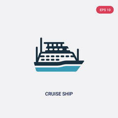 Fototapeta na wymiar two color cruise ship vector icon from nautical concept. isolated blue cruise ship vector sign symbol can be use for web, mobile and logo. eps 10