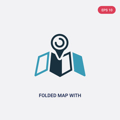 two color folded map with placeholder vector icon from nautical concept. isolated blue folded map with placeholder vector sign symbol can be use for web, mobile and logo. eps 10