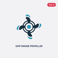 two color ship engine propeller vector icon from nautical concept. isolated blue ship engine propeller vector sign symbol can be use for web, mobile and logo. eps 10 © zaurrahimov