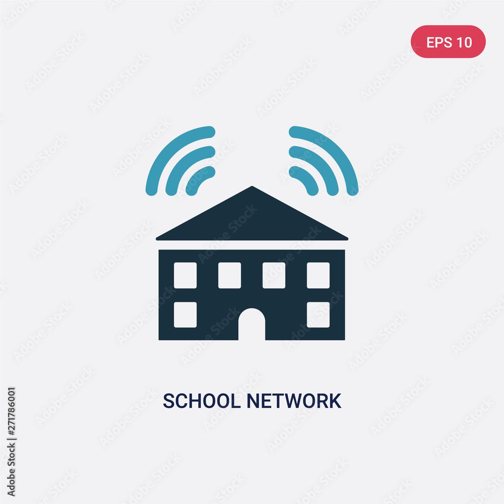 Poster two color school network vector icon from networking concept. isolated blue school network vector si