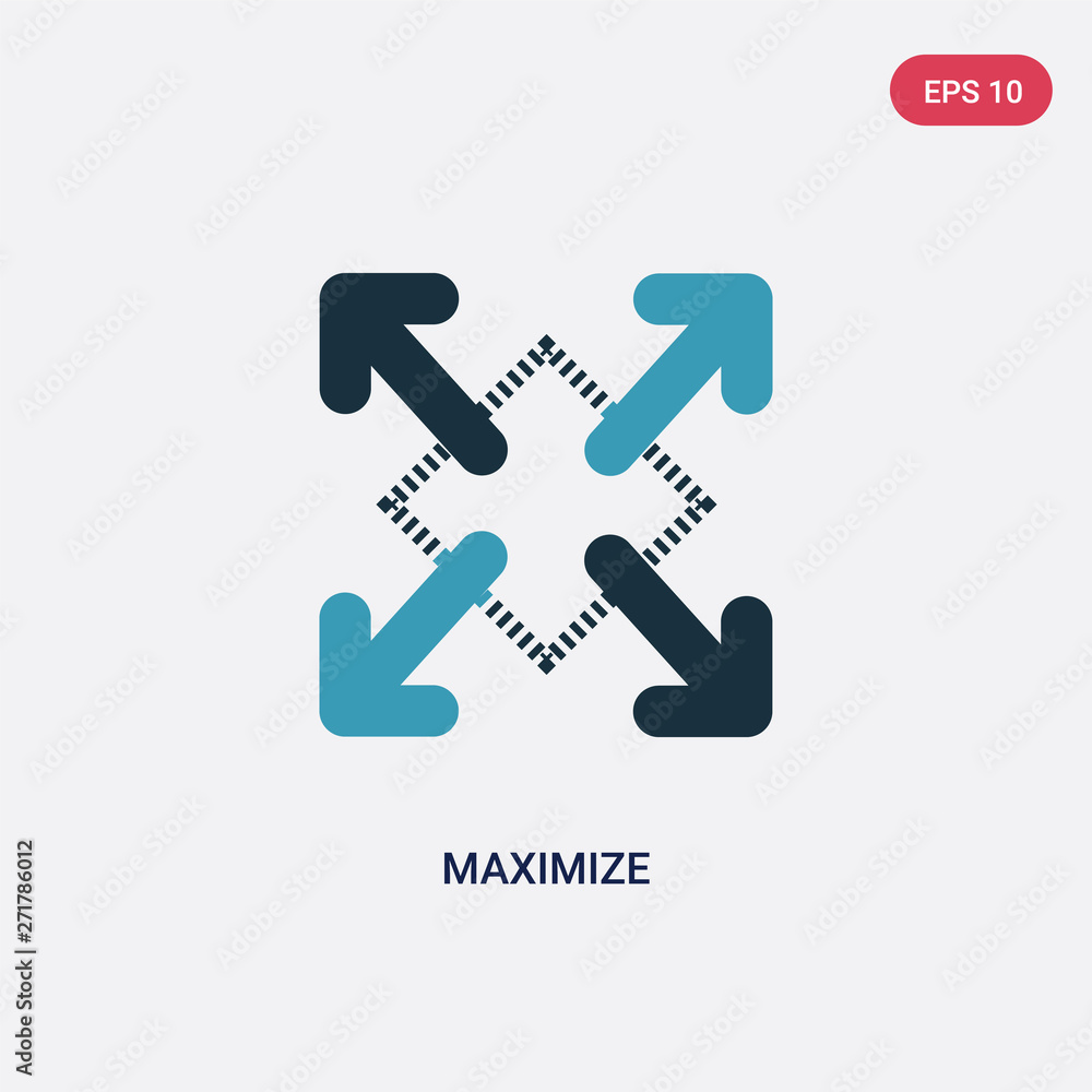 Poster two color maximize vector icon from orientation concept. isolated blue maximize vector sign symbol c